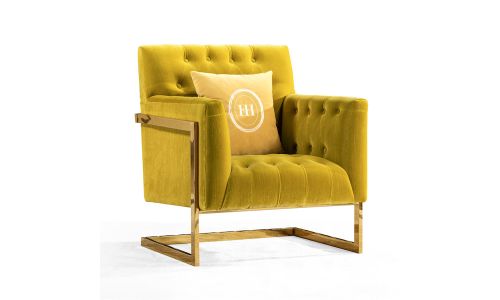 Fauteuil en velours KENNY - Jaune