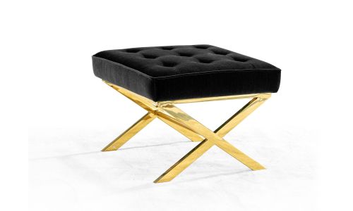 Tabouret en velours LILYA - Noir